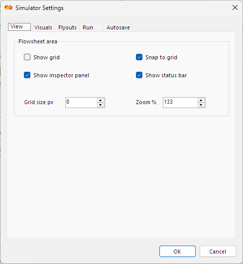 DPSIM Static Module settings dialog view tab