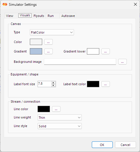 DPSIM Static Module settings dialog visuals tab