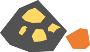 Ore particles represented for mineral process simulation