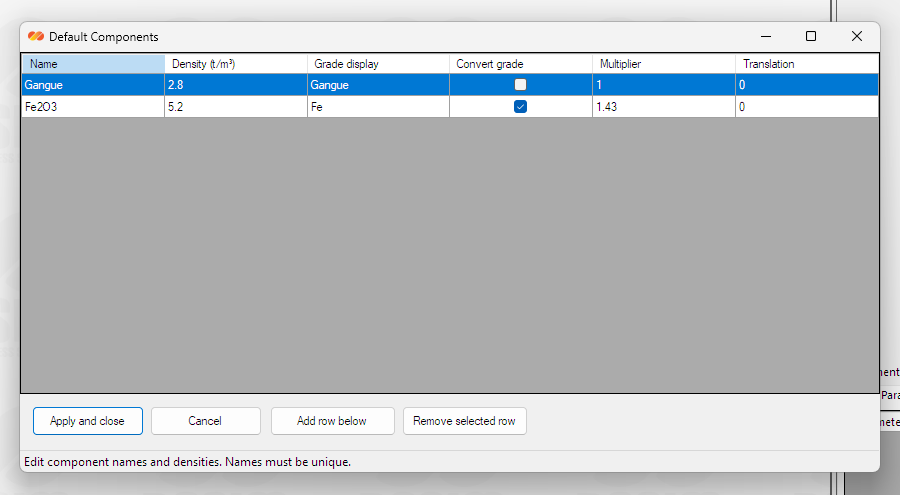 Defining Material Components in DPSIM